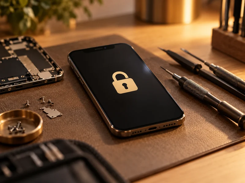 Şifre kurtarma yönlendirmesini simgeleyen kilit ekranlı telefon