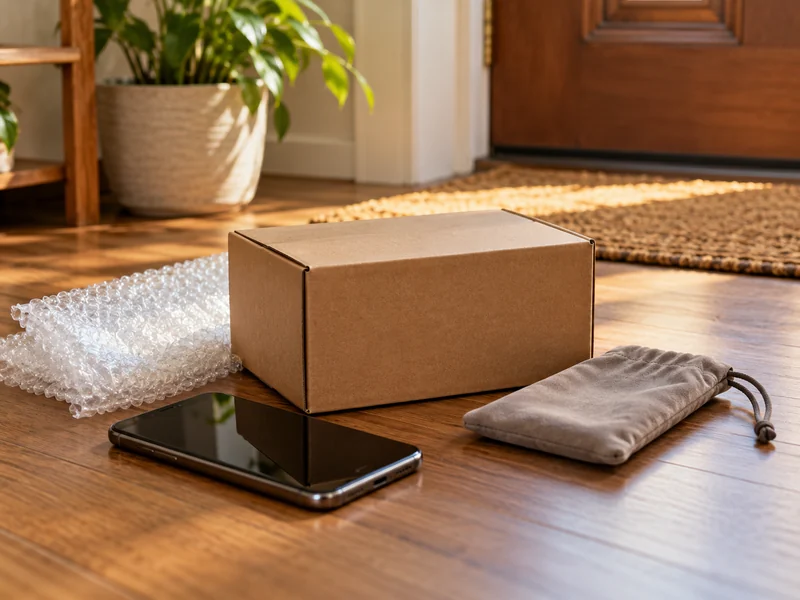 Kapıdan teslim için hazırlanan koruyucu telefon paketi